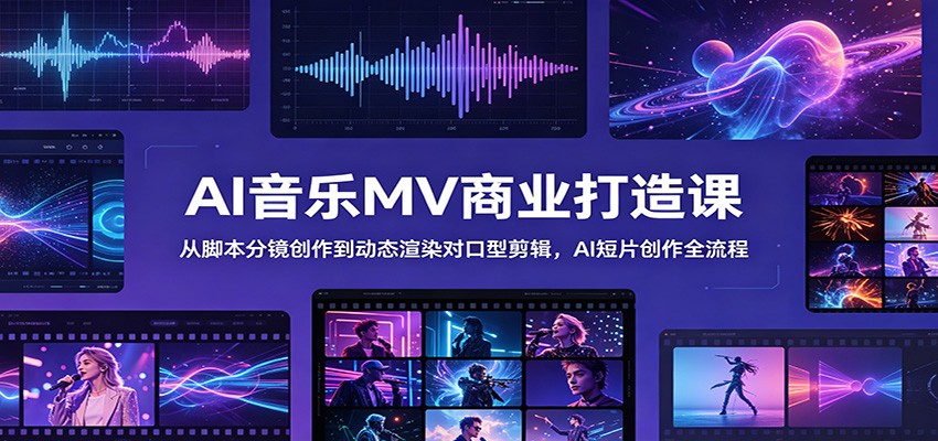 AI音乐MV商业打造课:从脚本分镜创作到动态渲染对口型剪辑,AI短片创作全流程 AI音乐MV商业打造课:从脚本分镜创作到动态渲染对口型剪辑,AI短片创作全流程