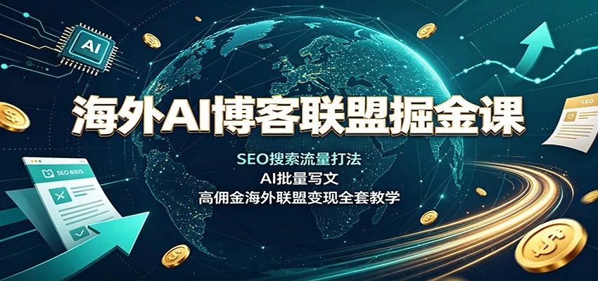 海外AI博客联盟掘金课：SEO搜索流量打法，AI批量写文，高佣金海外联盟变现全套教学-卓越网创