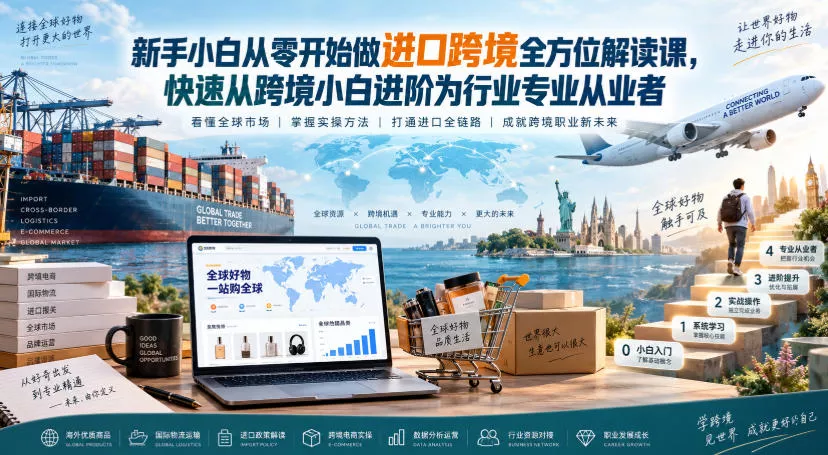 新手小白从零开始做进口跨境全方位解读课，快速从跨境小白进阶为行业专业从业者-卓越网创