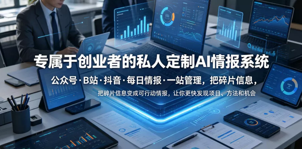 专属于创业者的私人定制AI情报系统,公众号·B站·抖音·每日情报·一站管理,把碎片信息变成可行动情报,让你更快发现项目、方法和机会 专属于创业者的私人定制AI情报系统,公众号·B站·抖音·每日情报·一站管理,把碎片信息变成可行动情报,让你更快发现项目、方法和机会