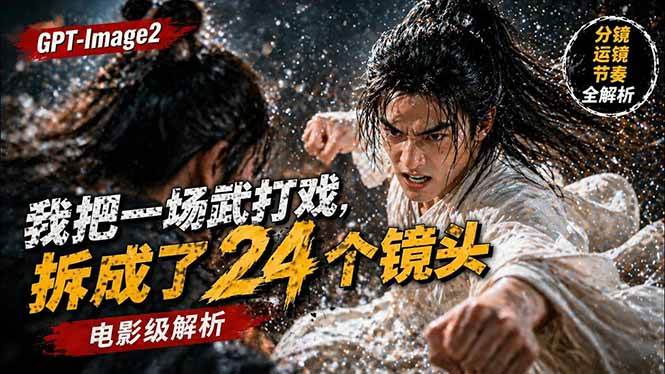 （18212期）用GPT-Image2，把一段武打对决拆成24个连续镜头，从人物建立、动作衔接、运镜节奏，到情绪爆发-卓越网创