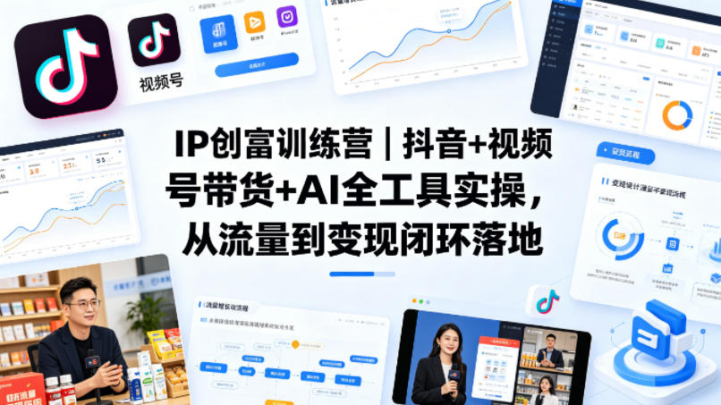 IP创富训练营|抖音+视频号带货+AI全工具实操,从流量到变现闭环落地 IP创富训练营|抖音+视频号带货+AI全工具实操,从流量到变现闭环落地