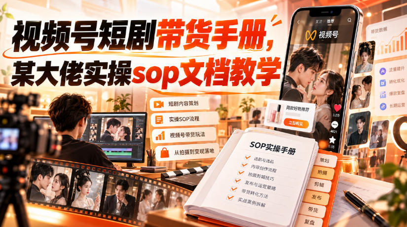 视频号短剧带货手册，某大佬实操sop文档教学-卓越网创