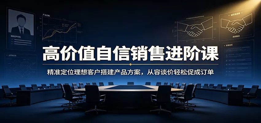 高价值自信销售进阶课：精准定位理想客户搭建产品方案，从容谈价轻松促成订单-卓越网创
