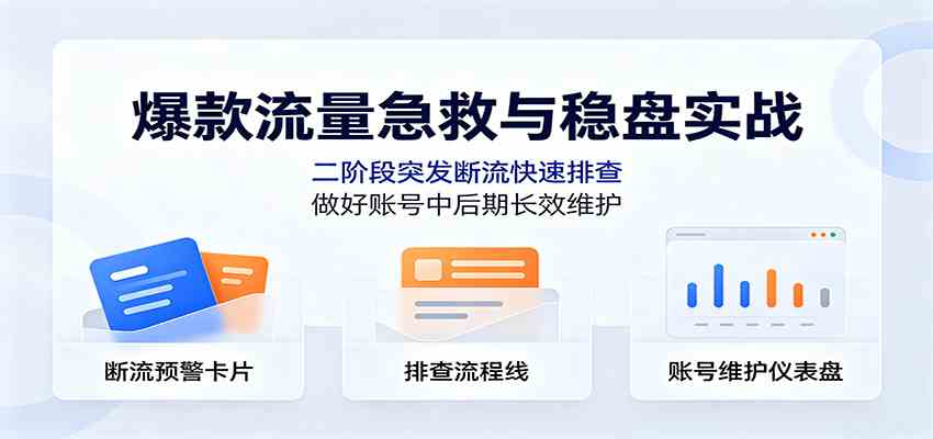 爆款流量急救与稳盘实战:二阶段突发断流快速排查,做好账号中后期长效维护-卓越网创