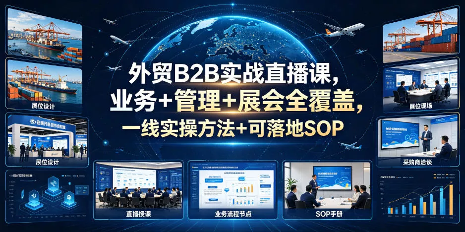 外贸B2B实战直播课,业务+管理+展会全覆盖,一线实操方法+可落地SOP 外贸B2B实战直播课,业务+管理+展会全覆盖,一线实操方法+可落地SOP