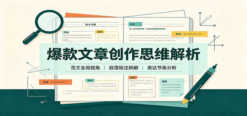 爆款文章创作思维解析：全局视角拆解范文，梳理行文逻辑，搭配真实拆文实操案例-卓越网创