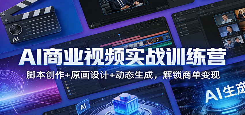 AI商业视频实战训练营:脚本创作+原画设计+动态生成,解锁商单变现-卓越网创