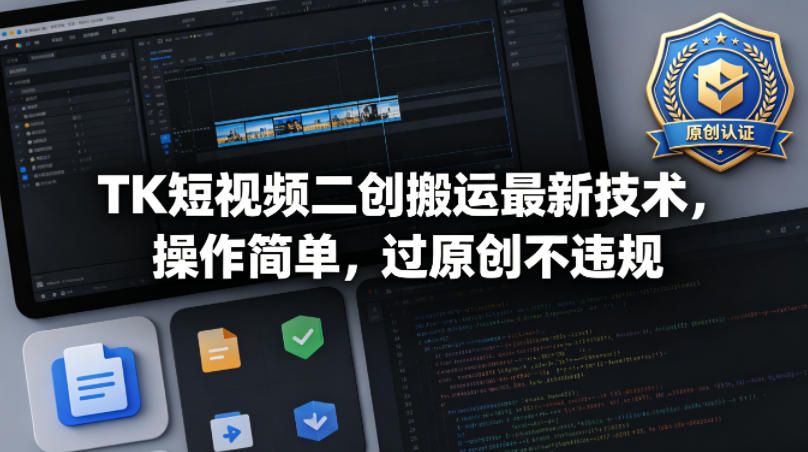 TK短视频二创搬运最新技术,操作简单,过原创不违规-卓越网创