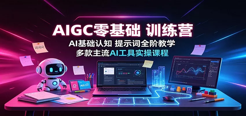 AIGC零基础训练营：AI基础认知，提示词全阶教学，多款主流AI工具实操课程-卓越网创