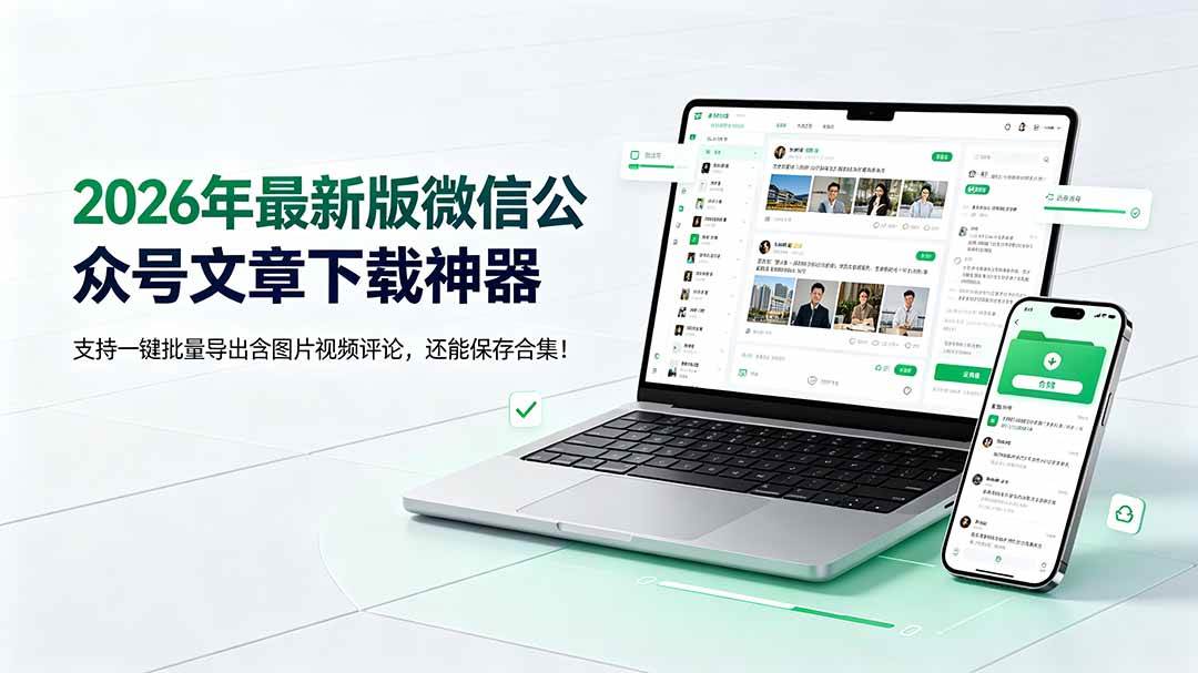 （19486期）2026年最新版微信公众号文章下载神器，支持一键批量导出含图片视频评论，还能保存合集！-卓越网创