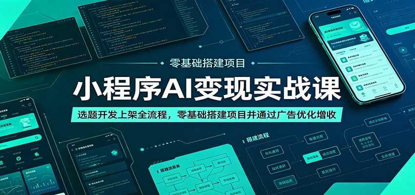 小程序AI变现实战课:选题开发上架全流程,零基础搭建项目并通过广告优化增收-卓越网创
