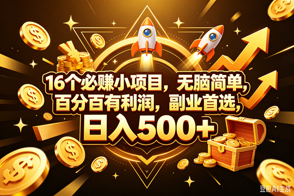 （18440期）16个必赚钱的小项目，百分百赚米，无脑简单，副业首选，日入300+-卓越网创