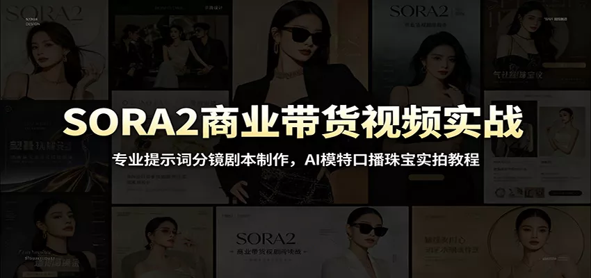 SORA2商业带货视频实战：专业提示词分镜剧本制作，AI模特口播珠宝实拍教程-卓越网创