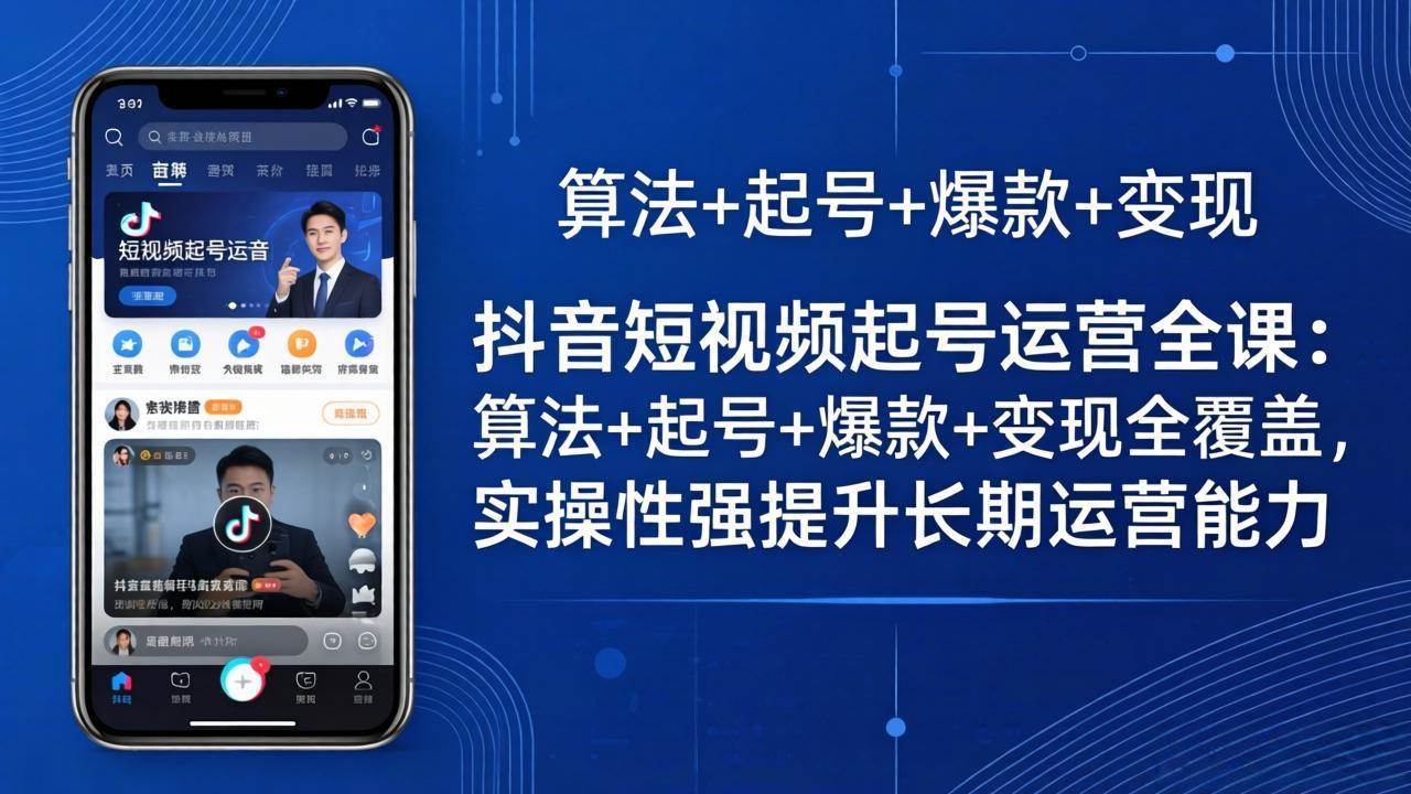 (18071期)抖音短视频起号运营全课:算法+起号+爆款+变现全覆盖,实操性强提升长期运营能力-卓越网创