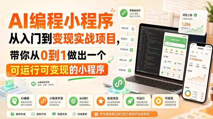 AI编程小程序从入门到变现实战项目,带你从0到1做出一个可运行可变现的小程序-卓越网创