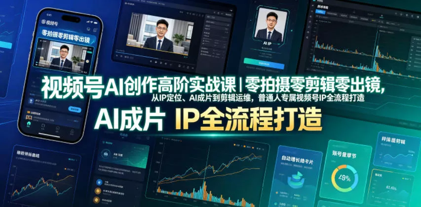 视频号AI创作高阶实战课|零拍摄零剪辑零出镜,从IP定位、AI成片到剪辑运维,普通人专属视频号IP全流程打造 视频号AI创作高阶实战课|零拍摄零剪辑零出镜,从IP定位、AI成片到剪辑运维,普通人专属视频号IP全流程打造