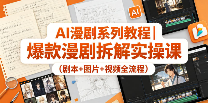 AI漫剧系列教程|爆款漫剧拆解实操课(剧本+图片+视频全流程)-卓越网创