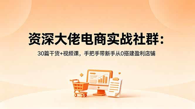 (18529期)资深大佬电商实战社群:30篇干货+视频课,手把手带新手从0搭建盈利店铺 (18529期)资深大佬电商实战社群:30篇干货+视频课,手把手带新手从0搭建盈利店铺