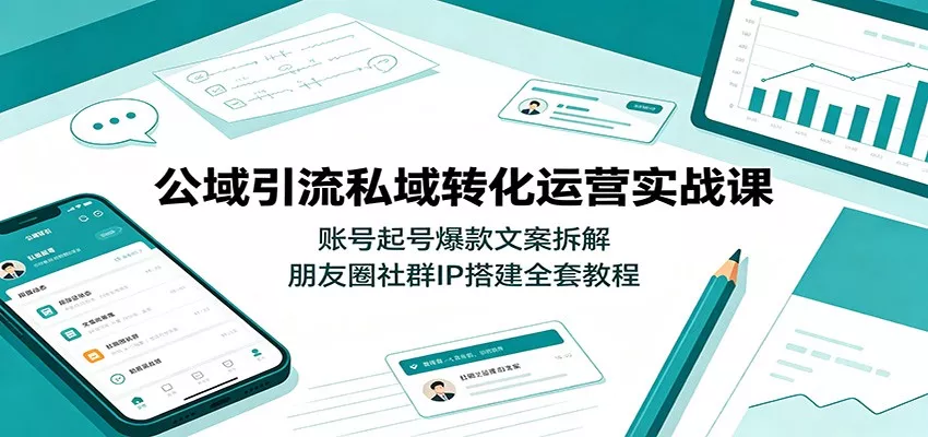 公域引流私域转化运营实战课：账号起号爆款文案拆解，朋友圈社群IP搭建全套教程-卓越网创