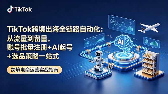 (18907期)TikTok跨境出海全链路自动化:从流量到留量,账号批量注册+AI起号+选品策略一站式 (18907期)TikTok跨境出海全链路自动化:从流量到留量,账号批量注册+AI起号+选品策略一站式
