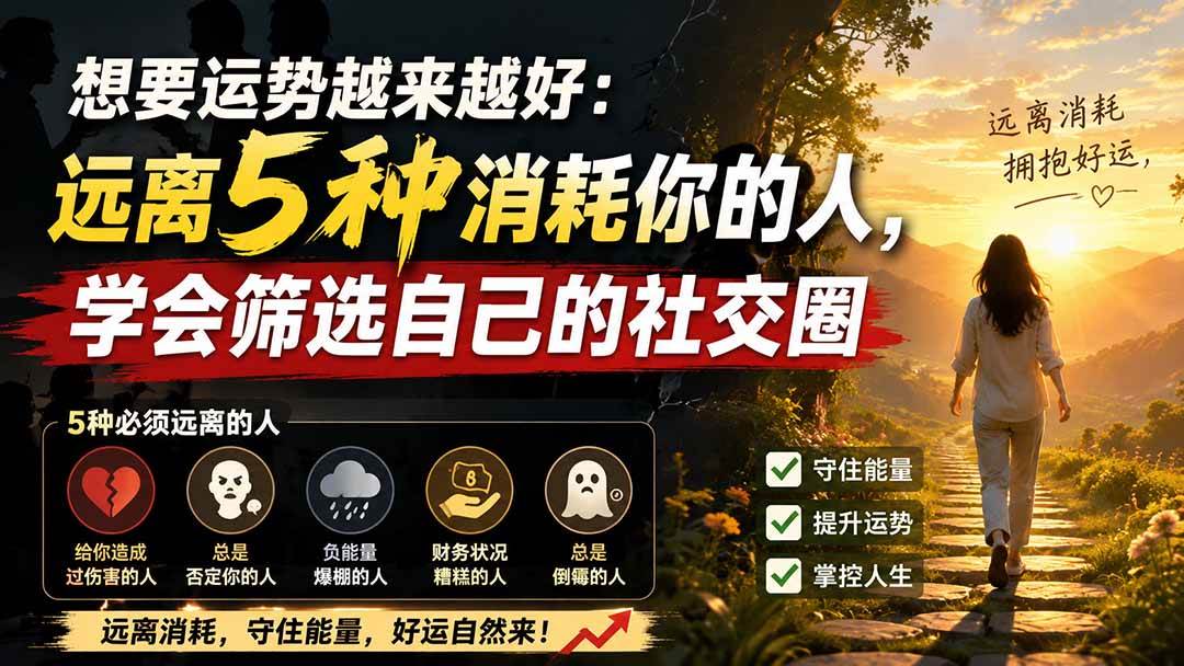 （19965期）付费文章：想要运势越来越好：远离5种消耗你的人，学会筛选自己的社交圈-卓越网创