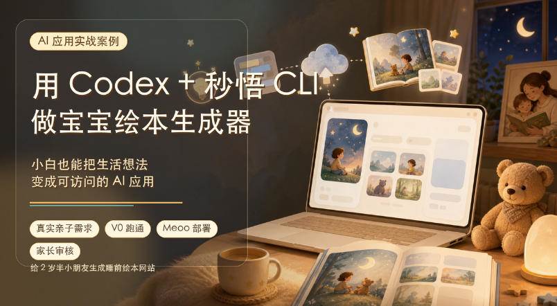 (19415期)AI应用实战案例,用Codex+秒悟CLl做宝宝绘本生成器,小白也能把生活想法变成可访问的AI应用 (19415期)AI应用实战案例,用Codex+秒悟CLl做宝宝绘本生成器,小白也能把生活想法变成可访问的AI应用