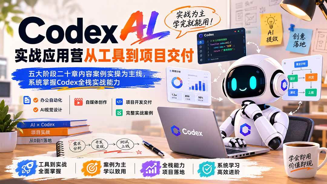 (19854期)Codex AI实战应用营从工具到项目交付;五大阶段二十章内容案例实操为主线,系统掌握Codex全栈实战能力 (19854期)Codex AI实战应用营从工具到项目交付;五大阶段二十章内容案例实操为主线,系统掌握Codex全栈实战能力