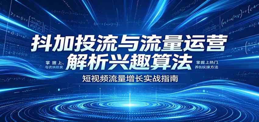 抖加投流与流量运营：解析兴趣算法，掌握上热门、养铁粉实操方法-卓越网创