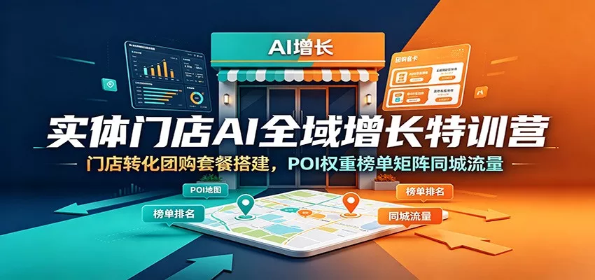 实体门店AI全域增长特训营:门店转化团购套餐搭建,POI权重榜单矩阵同城流量-卓越网创