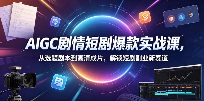 AIGC剧情短剧爆款实战课，从选题剧本到高清成片，解锁短剧副业新赛道(更新0906)-卓越网创
