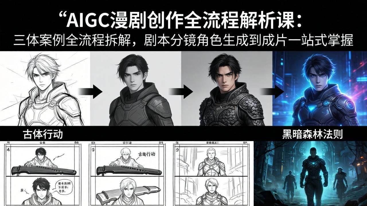 （17879期）AIGC漫剧创作全流程解析课：三体案例全流程拆解，剧本分镜角色生成到成片一站式掌握-卓越网创