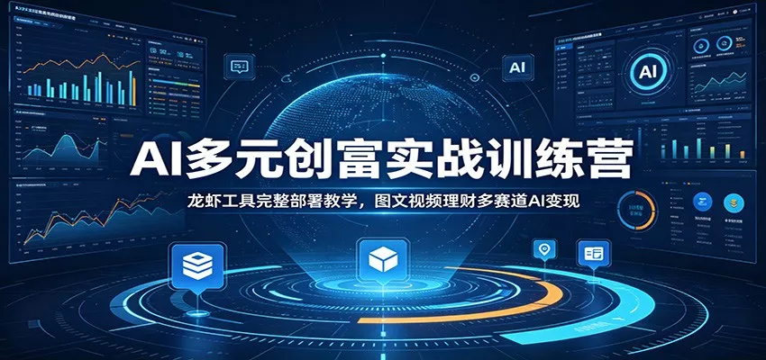 AI多元创富实战训练营：龙虾工具完整部署教学，图文视频理财多赛道AI变现-卓越网创