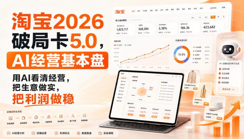 智篆商业-淘宝2026破局卡5.0，AI经营基本盘，用AI看清经营，把生意做实，把利润做稳-卓越网创