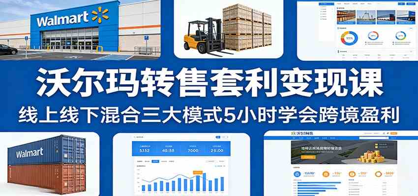 沃尔玛转售套利变现课:线上线下混合三大模式5小时学会跨境盈利-卓越网创