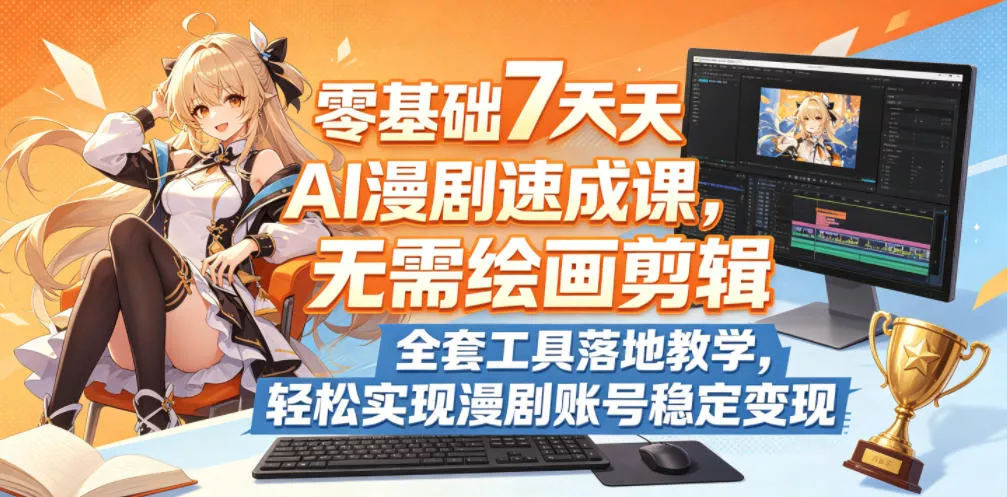零基础7天AI漫剧速成课,无需绘画剪辑,全套工具落地教学,轻松实现漫剧账号稳定变现-卓越网创