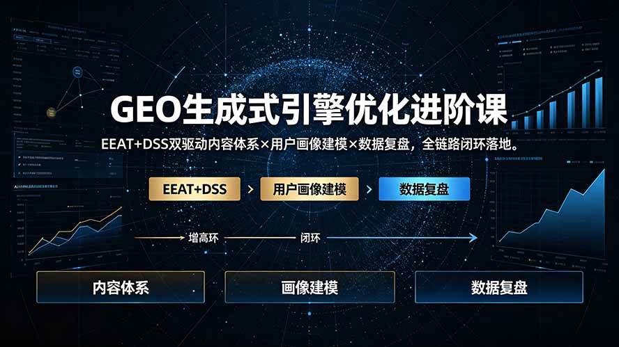 (19269期)GEO生成式引擎优化进阶课:EEAT+DSS双驱动内容体系×用户画像建模×数据复盘,全链路闭环落地 (19269期)GEO生成式引擎优化进阶课:EEAT+DSS双驱动内容体系×用户画像建模×数据复盘,全链路闭环落地