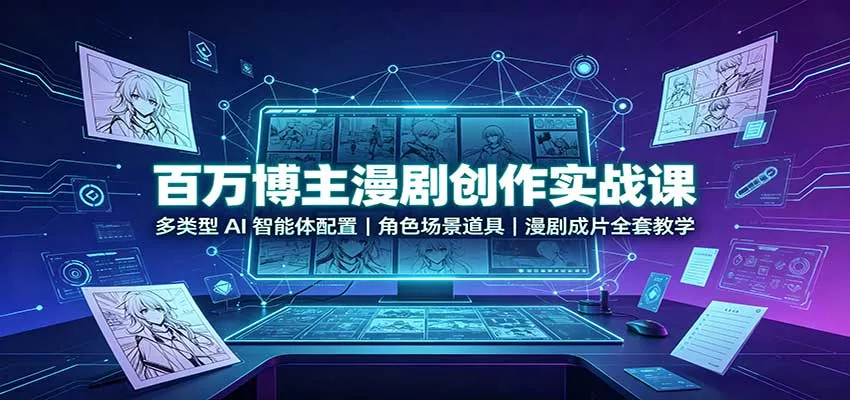 百万博主漫剧创作实战课:多类型AI智能体配置,角色场景道具,漫剧成片全套教学-卓越网创