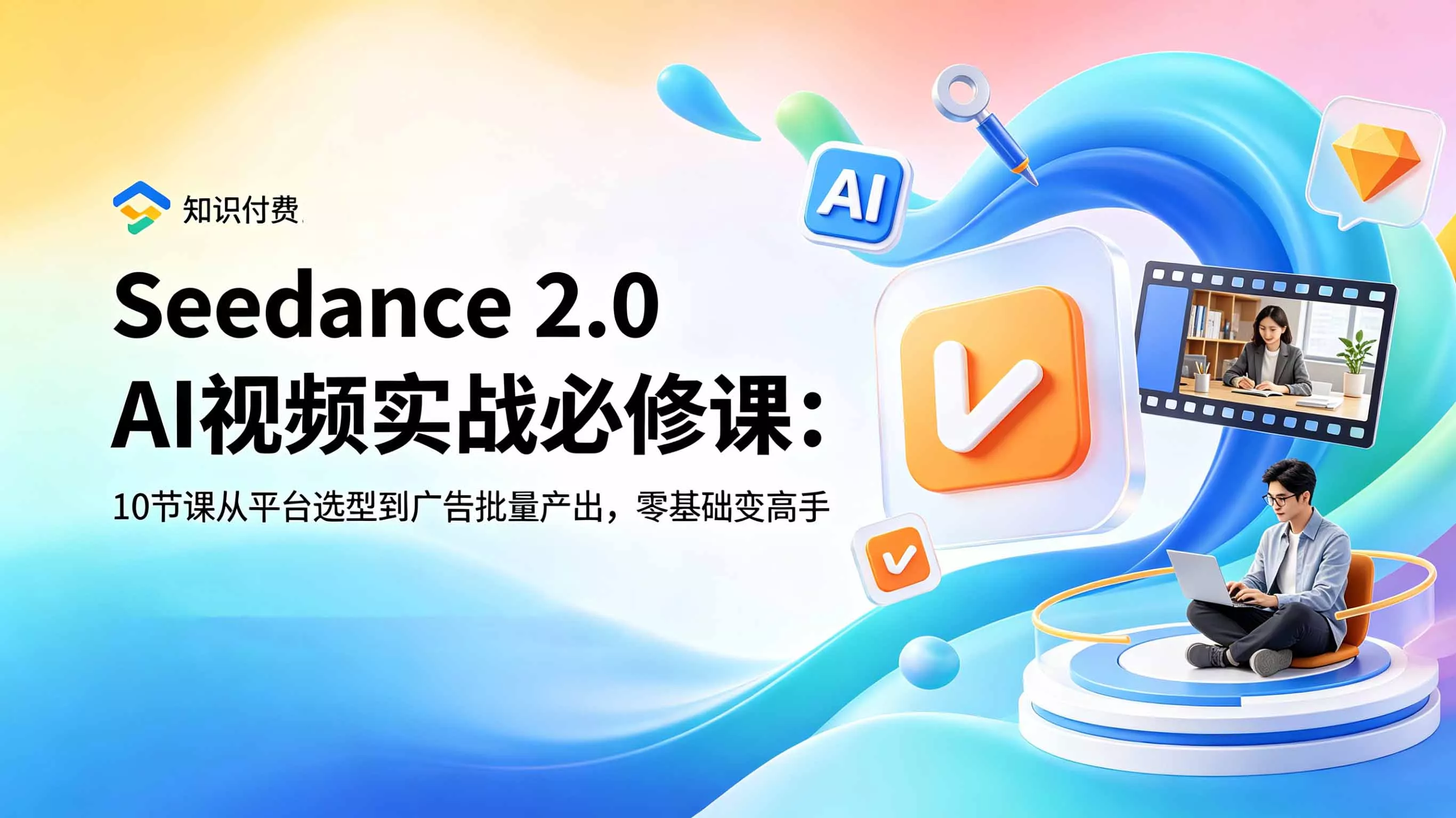 Seedance 2.0 AI视频实战必修课：10节课从平台选型到广告批量产出，零基础变高手-卓越网创