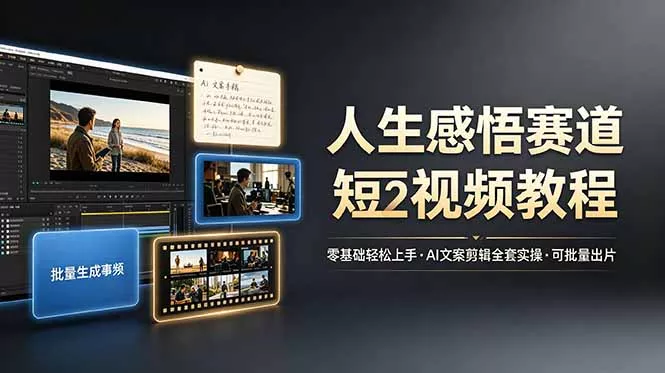 人生感悟赛道短视频教程,零基础轻松上手,AI文案剪辑全套实操可批量出片 人生感悟赛道短视频教程,零基础轻松上手,AI文案剪辑全套实操可批量出片