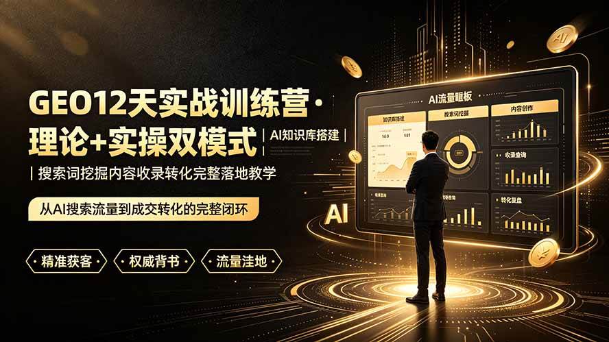 (19277期)GEO12天实战训练营·理论+实操双模式|AI知识库搭建|搜索词挖掘内容收录转化完整落地教学 (19277期)GEO12天实战训练营·理论+实操双模式|AI知识库搭建|搜索词挖掘内容收录转化完整落地教学