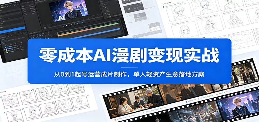 零成本AI漫剧变现实战：从0到1起号运营成片制作，单人轻资产生意落地方案-卓越网创