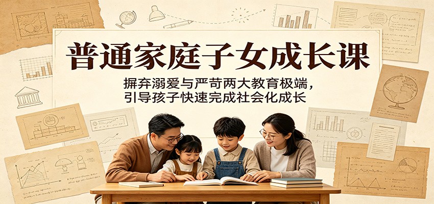 普通家庭子女成长课:摒弃溺爱与严苛两大教育极端,引导孩子快速完成社会化成长-卓越网创