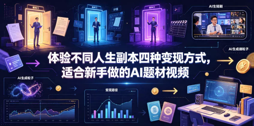 体验不同人生副本四种变现方式，适合新手做的AI题材视频-卓越网创