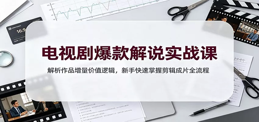电视剧爆款解说实战课：解析作品增量价值逻辑，新手快速掌握剪辑成片全流程-卓越网创
