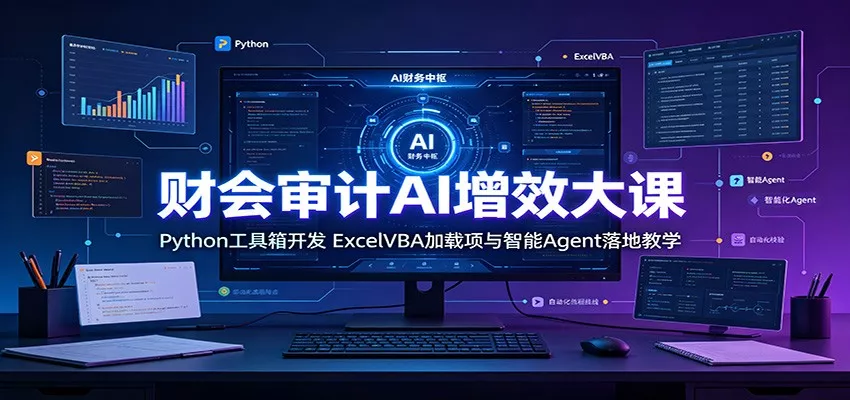财会审计AI增效大课:Python工具箱开发,ExcelVBA加载项与智能Agent落地教学-卓越网创