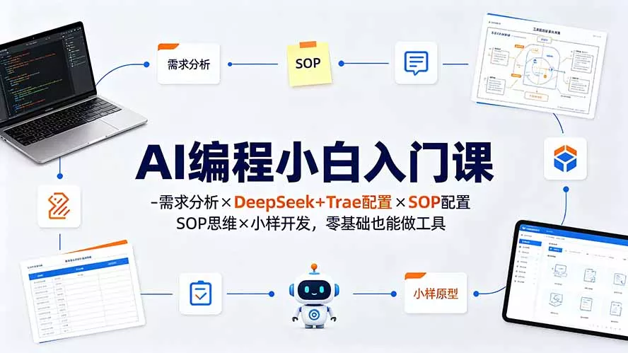 AI编程小白入门课-需求分析×DeepSeek+Trae配置×SOP思维×小样开发,零基础也能做工具 AI编程小白入门课-需求分析×DeepSeek+Trae配置×SOP思维×小样开发,零基础也能做工具