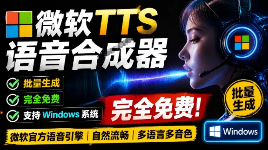 微软TTS免费语音配音生成器,完全免费,支持多语音、多音色选择,Windows系统专用TTS语音合成器 微软TTS免费语音配音生成器,完全免费,支持多语音、多音色选择,Windows系统专用TTS语音合成器