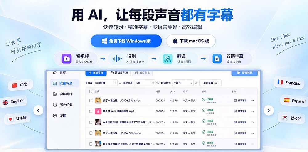 （20728期）剪映会员不用再开了？视频字幕一键生成加翻译，本地离线运行，完全免费，超快速高精度，字幕大师