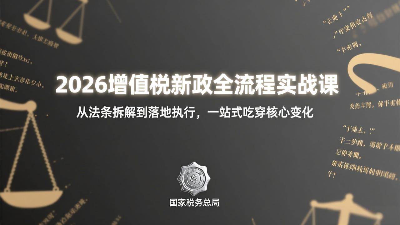 （17529期）2026增值税新政全流程实战课：从法条拆解到落地执行，一站式吃透核心变化-卓越网创